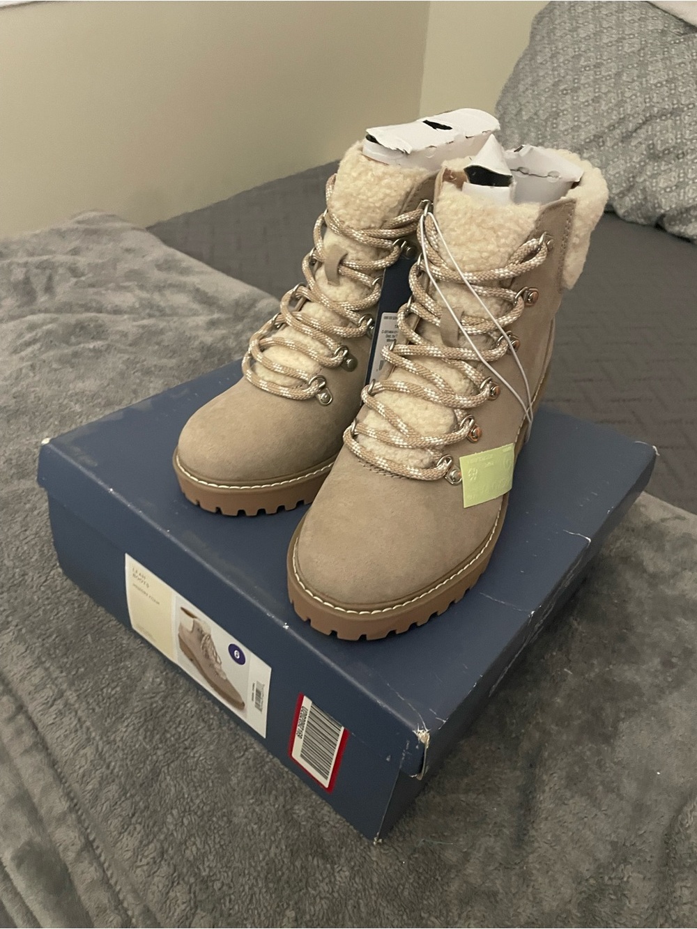 Target Taupe Lace-Up Sherpa Combat Boots